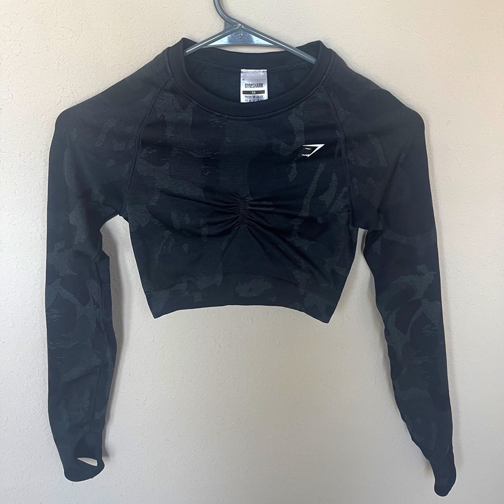 Gym Shark Camo Seamless Long Sleeve Crop Top